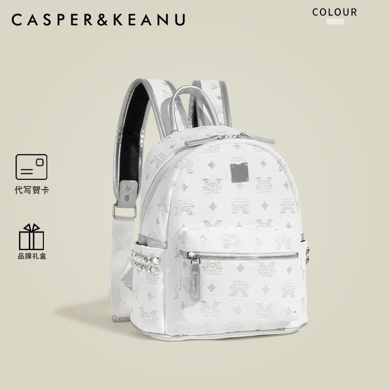 CASPER&KEANU高级感小众设计双肩包女2025新款通勤百搭大容量背包
