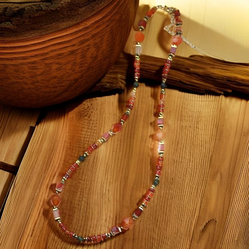 非金属布艺项链 【原创设计】手工新年链条开门红项链