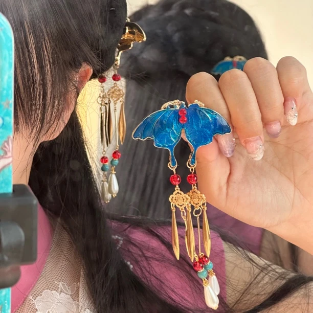 蓝娥子汉服古风配饰发饰百搭发夹