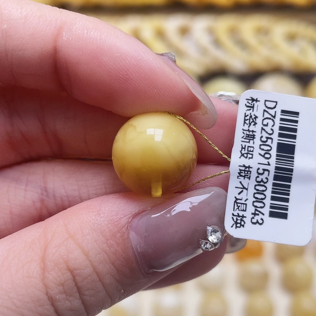 琥珀未镶嵌裸石14.3mm圆珠瑕