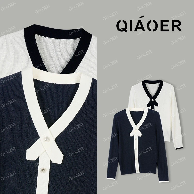 乔儿定制【miu系领结衫】30绵羊毛时尚百搭长袖针织衫女秋冬毛衣