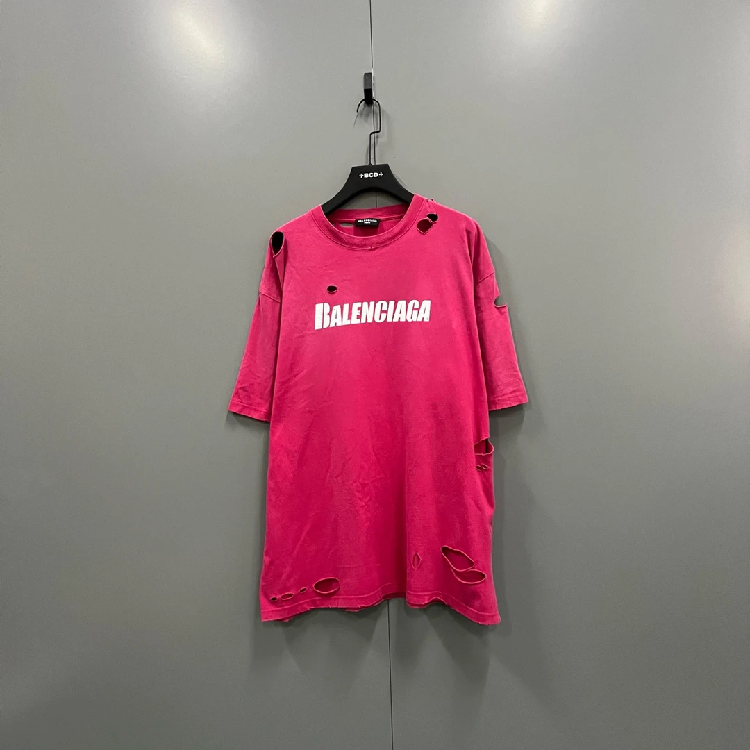 99新 Balenciaga/巴黎世家 （bb）破坏logo印花短袖 L码