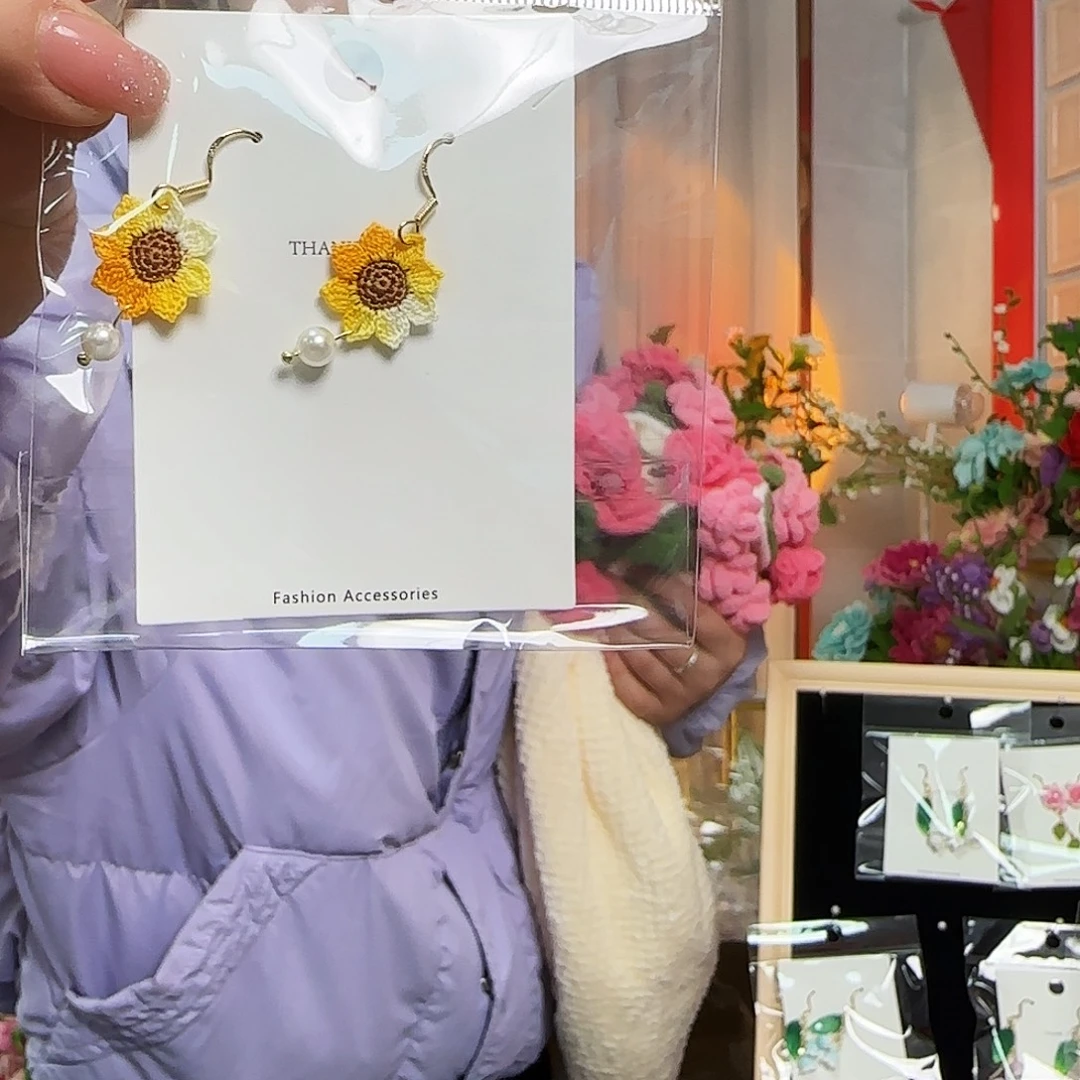 纯手工钩织钩织耳环