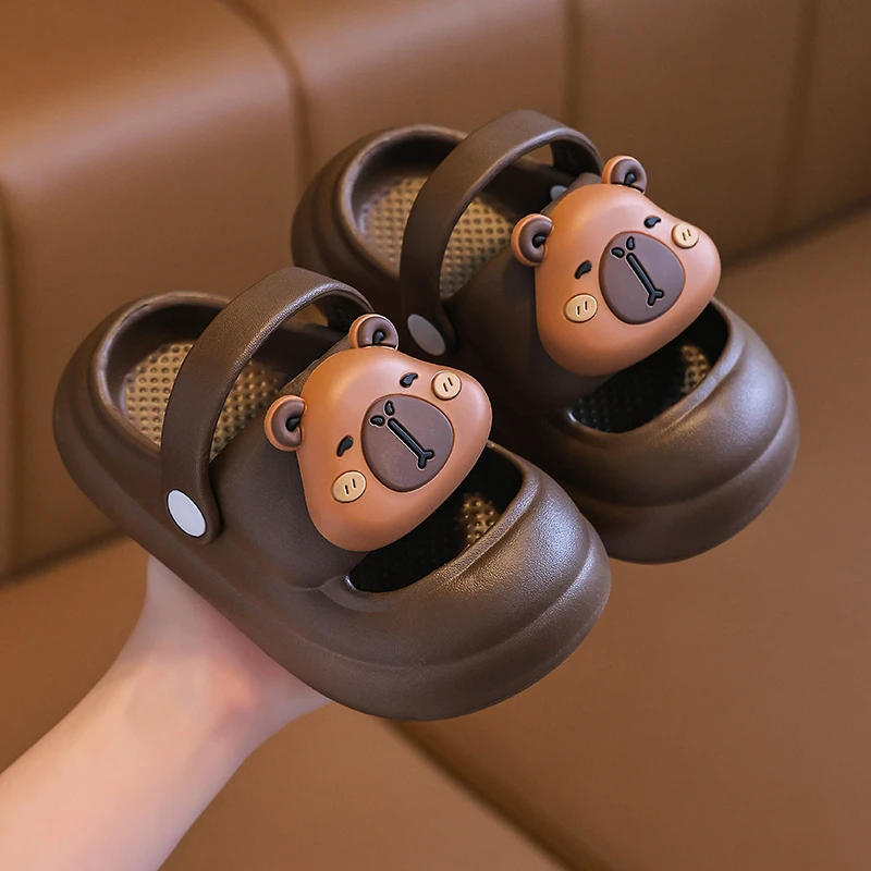 卡皮巴拉儿童洞洞鞋夏可爱女童1-3岁卡通防滑软底宝宝家居凉拖鞋