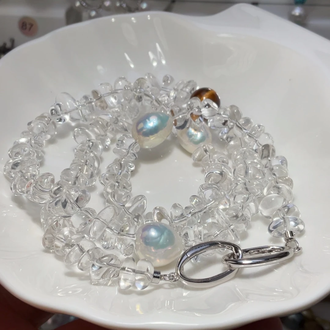 嗯***哼银S925镶嵌淡水珍珠耳饰