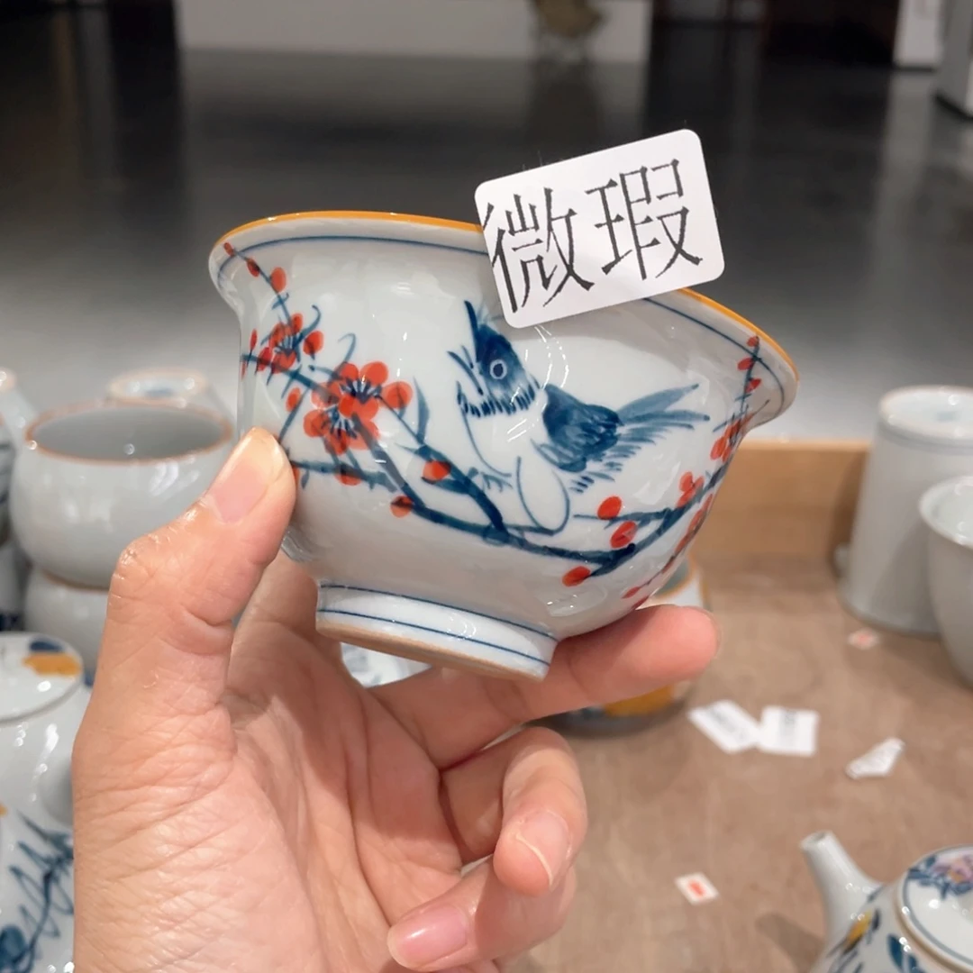 釉下手绘茶具微瑕