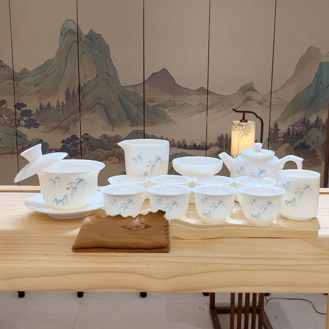 【都彩】高山流水羊脂玉瓷16头