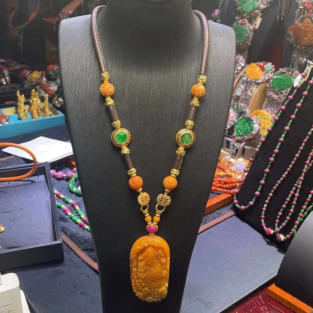 翡翠未镶嵌套链翡翠多宝项链套装