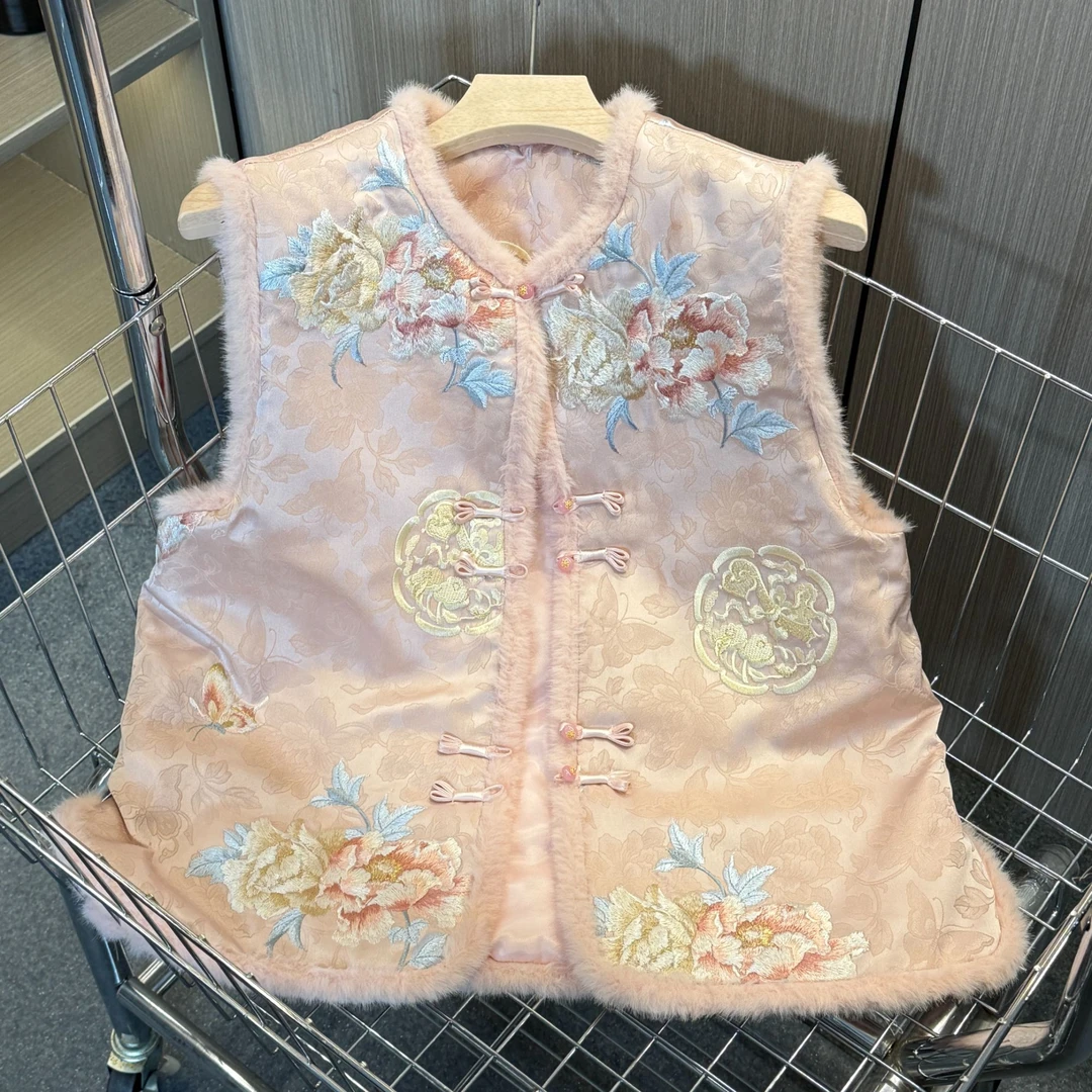 《知韵》高定·新中式刺绣国风限定气质加厚女士国风加厚马甲外套