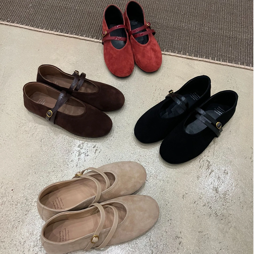 法式复古风磨砂皮浅口平底平底鞋女小瓢鞋女款2025新款爆款单鞋