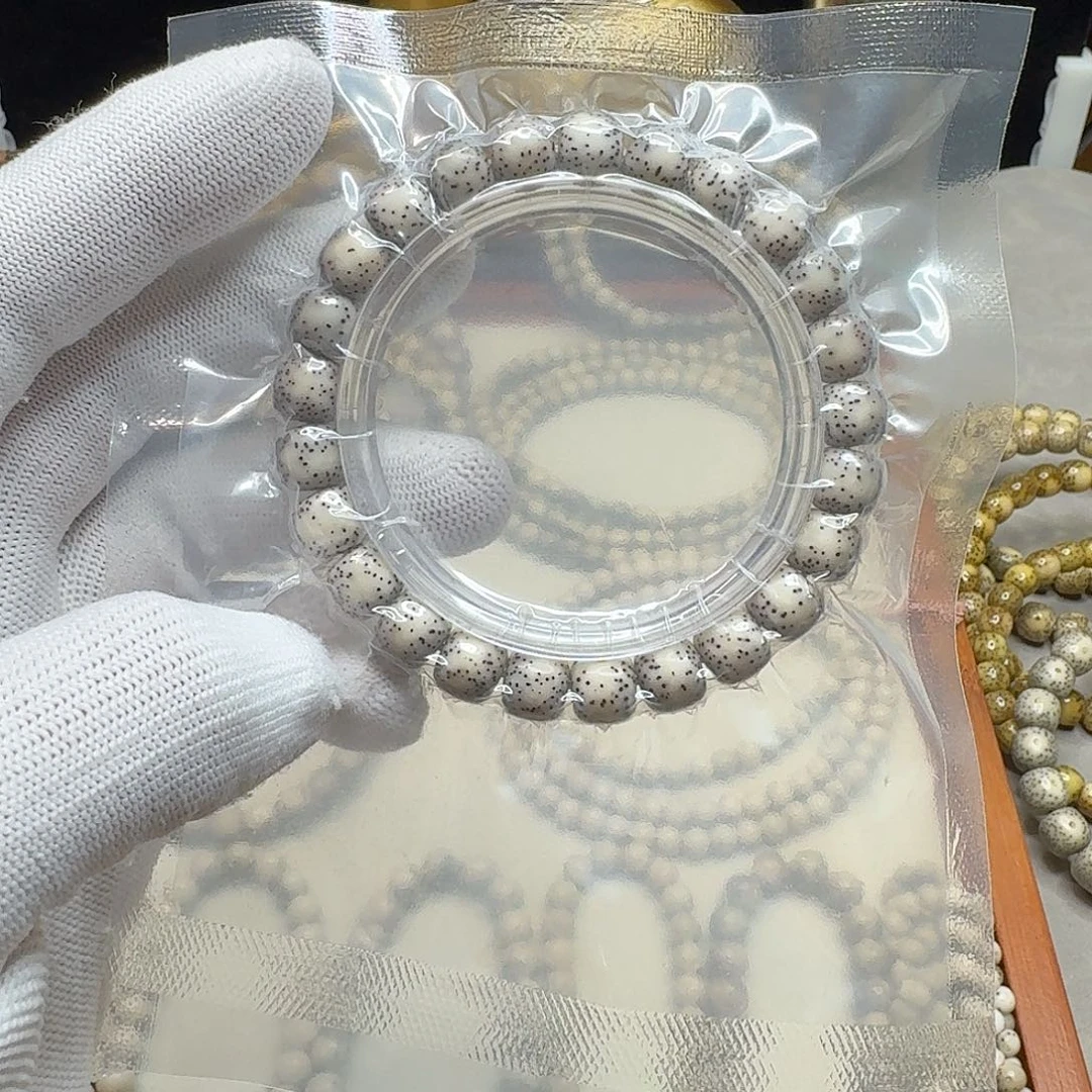 手串星月菩提石玉料9/8骨瓷白测留白小细星