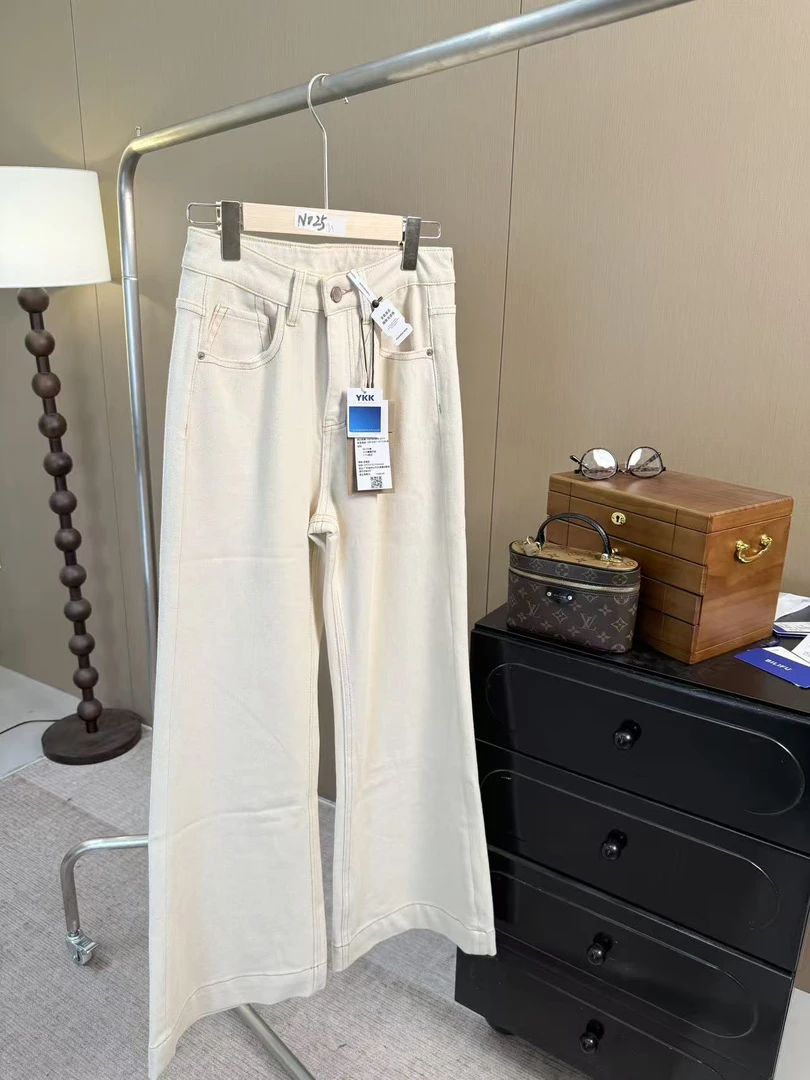 【N025 秋秋精选】女装牛仔蓝鲸米杏色裤长102（直播间展示为准）弹