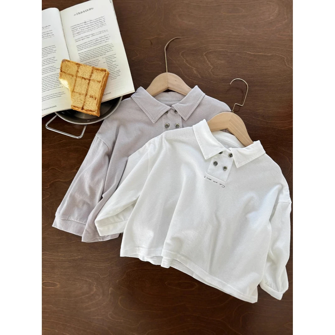 Yoko.style春秋新品男童纯色POLO衫韩版女宝宝翻领可爱休闲上衣