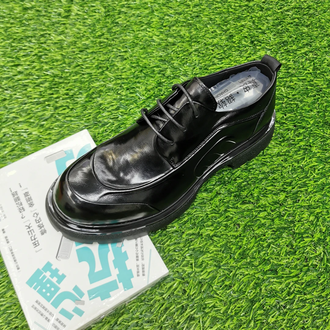 纯色牛皮韩版德比鞋防滑休闲皮鞋英伦风黑色橡胶耐磨防滑软底