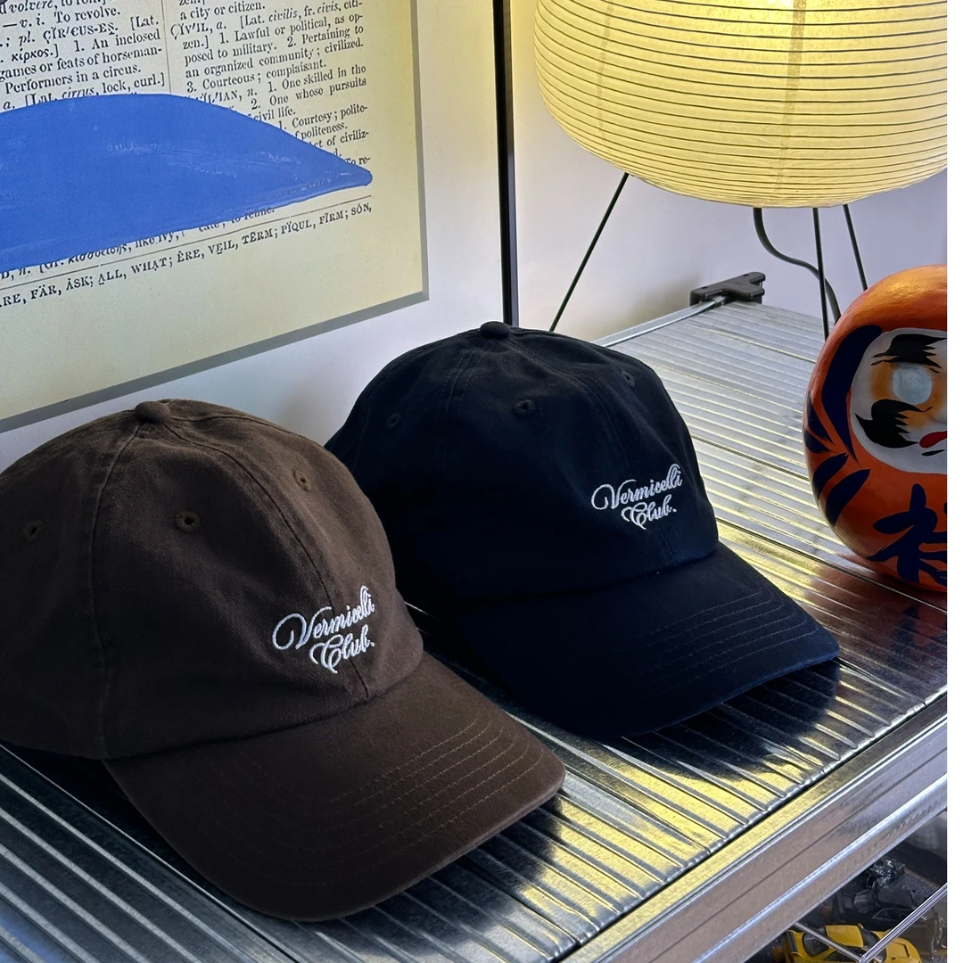 VERMICELLI（VMCL）标语LOGO刺绣洗水弯檐棒球帽鸭舌帽日系男女情侣
