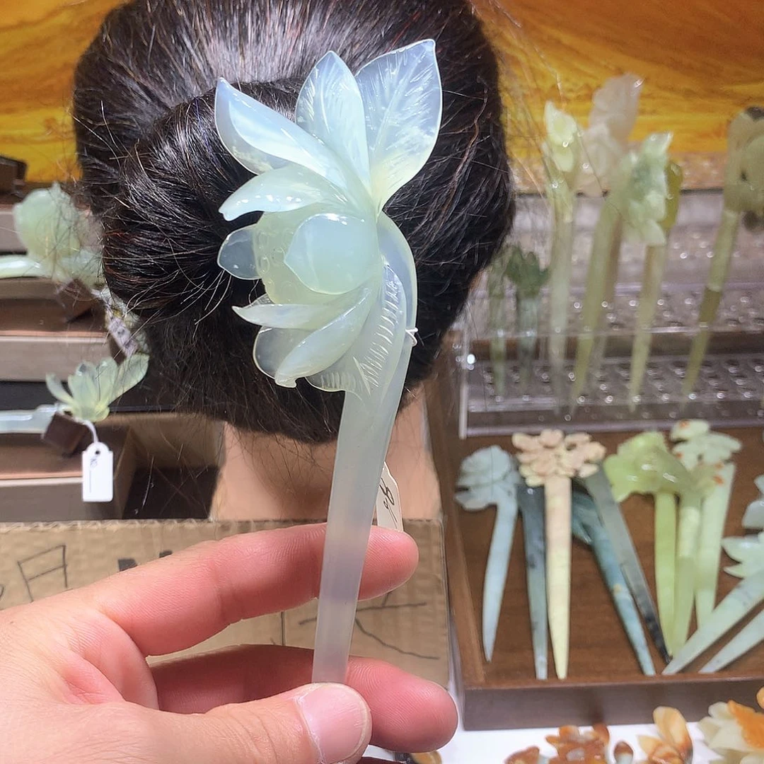 蛇纹石玉合金发饰