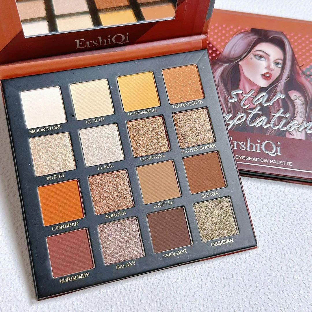 ErshiQI女孩16色眼影盘腮红高光彩妆超火纯欲大地色巧克力眼影