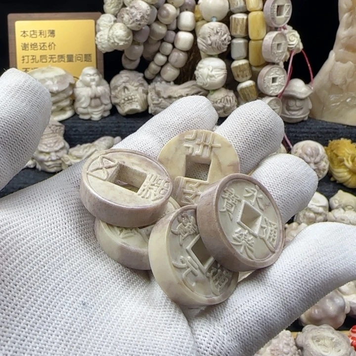 千***魄非金属配饰鹿角雕刻一套