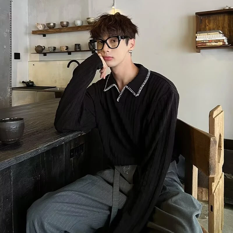 cleanfit秋季新款美式手缝线POLO衫短袖男女麦穗纹设计感百搭小众