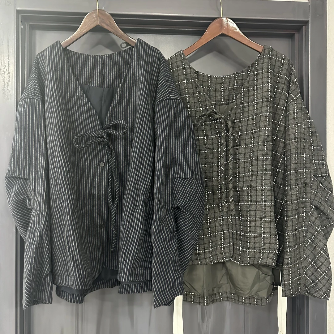 Phm秋冬新款高品质系带条纹格子外套JC 825460