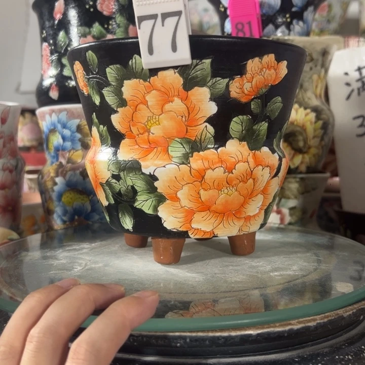 景德镇手绘花盆满38包邮偏远地区除外
