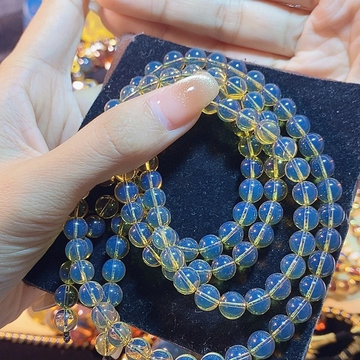 蓝珀未镶嵌珠宝奇石墨西哥蓝珀佛珠7