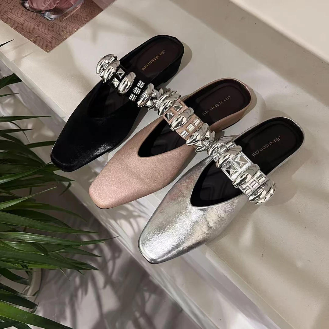 【丹丹家】内增高包头半拖鞋子女外穿夏季2025新款法式穆勒凉拖鞋