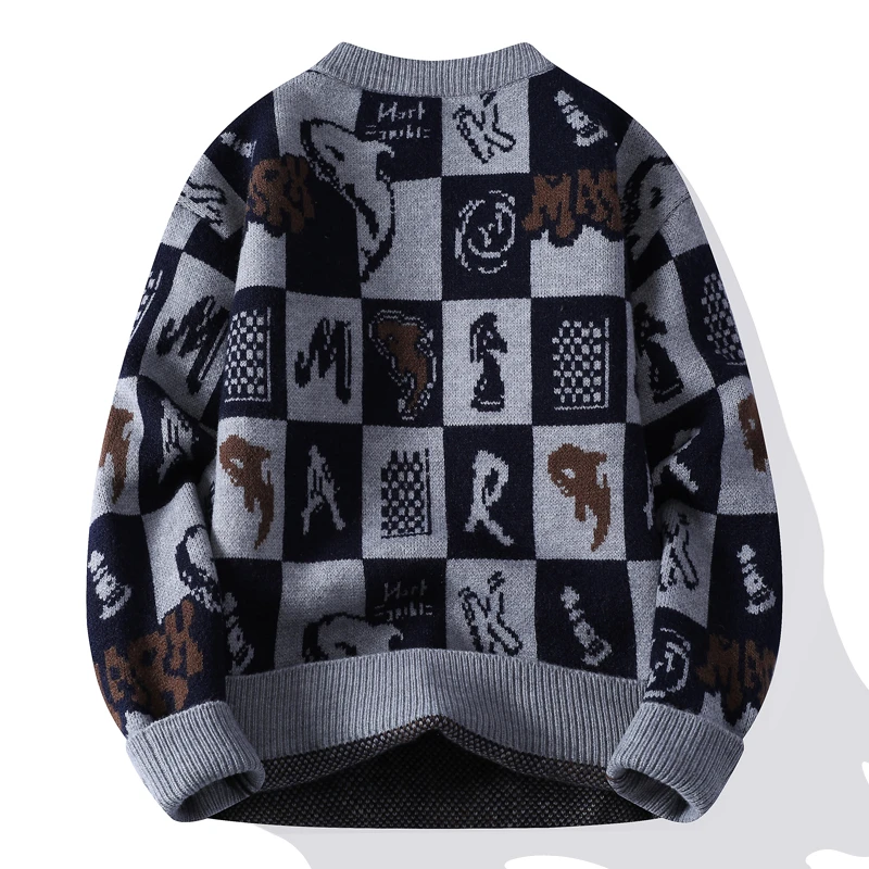 【高品质】2025秋冬新款男士阔肩撞色百搭针织衫毛衣内搭黑色351