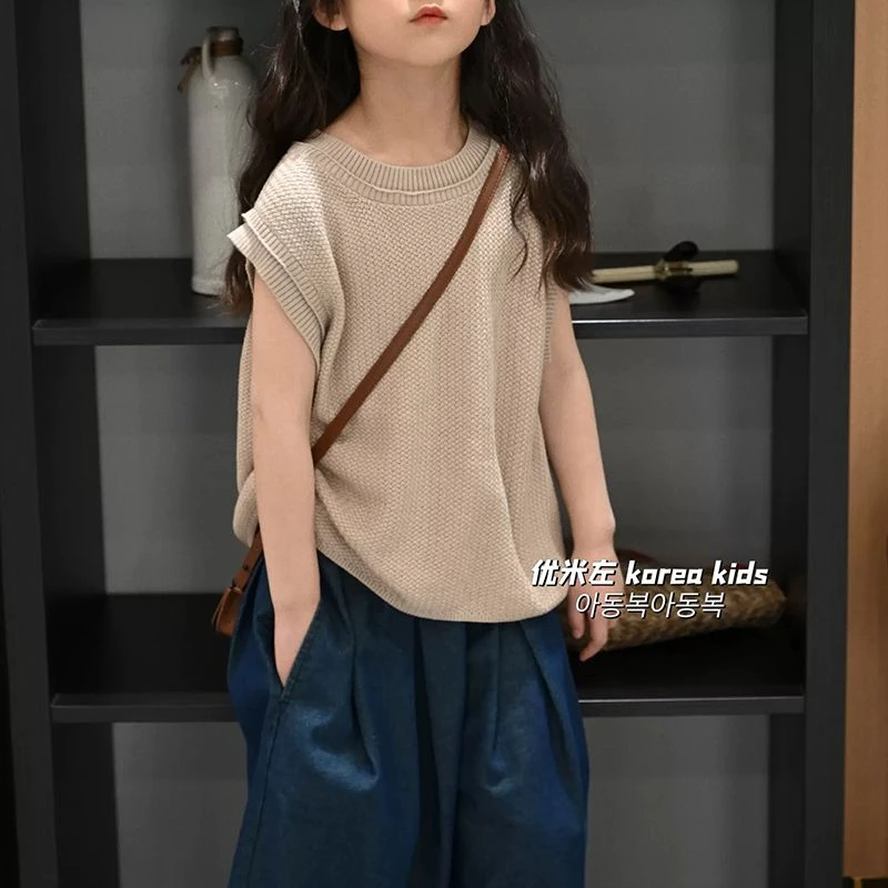 2025童装女童针织马甲夏季新款韩版气质女孩上衣外穿儿童毛衣背心