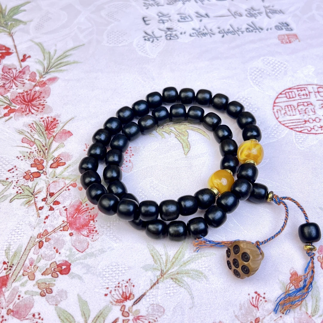 J2967 黑檀莲蓬双圈设计款精品手串无礼盒