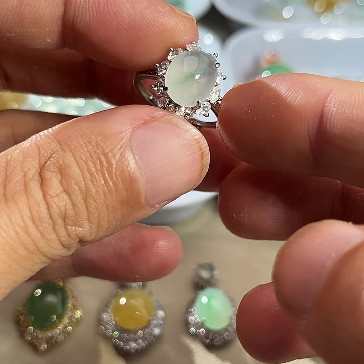 翡翠银S925镶嵌戒指