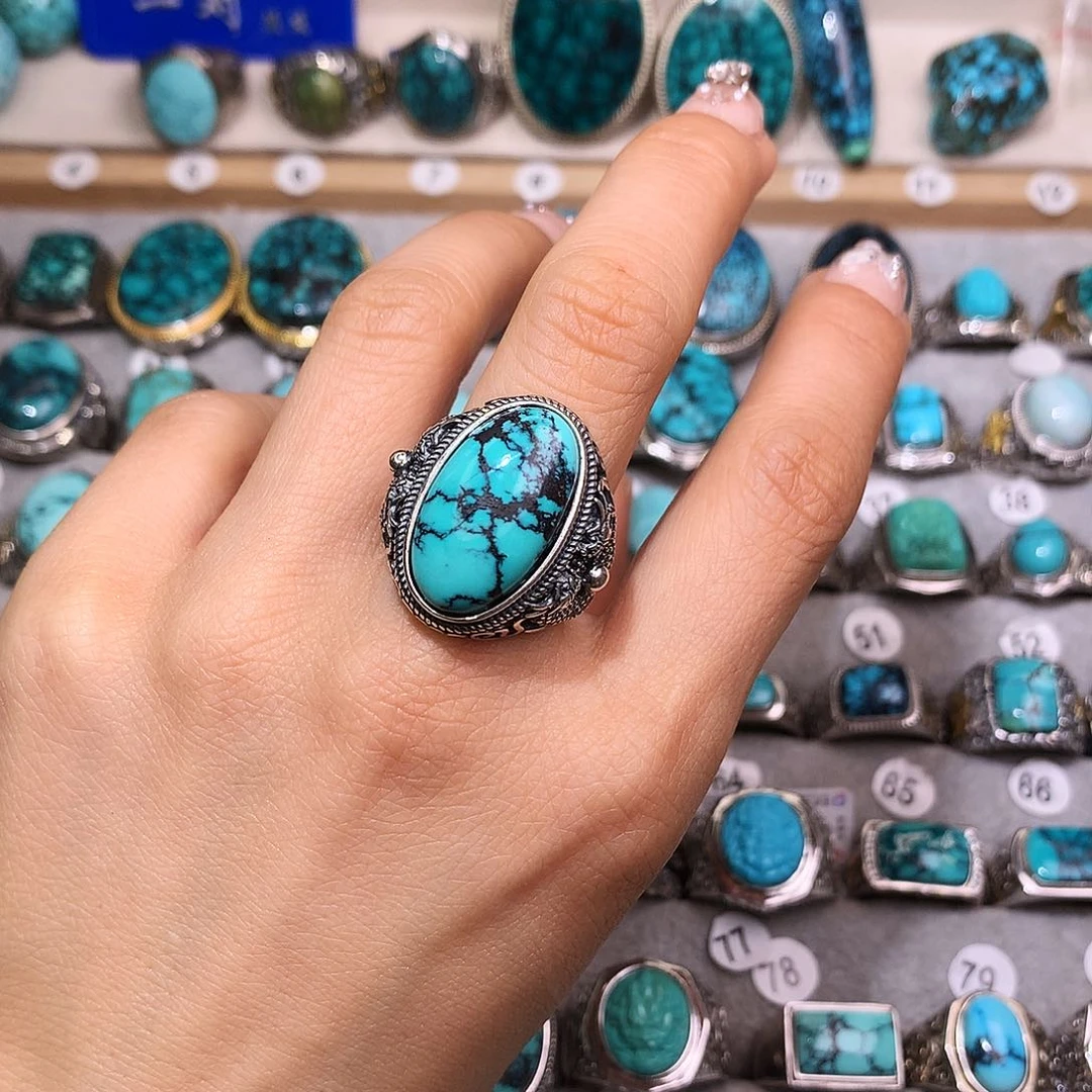 绿松石挂件银S925镶嵌