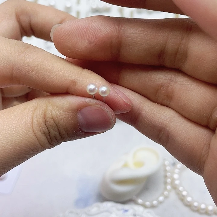 淡水珍珠耳饰银S925镶嵌雪