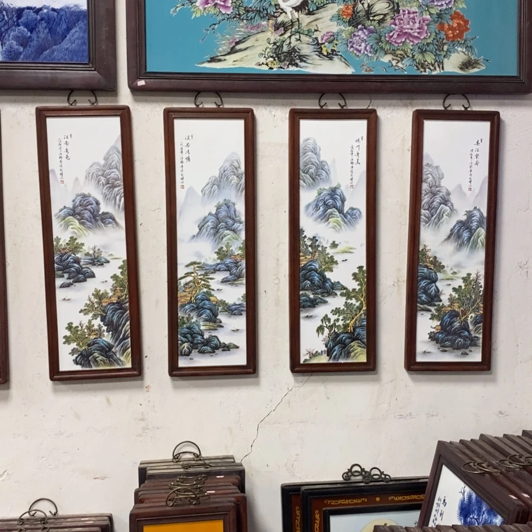 瓷片80*28*4景德镇瓷板画柴窑烧制