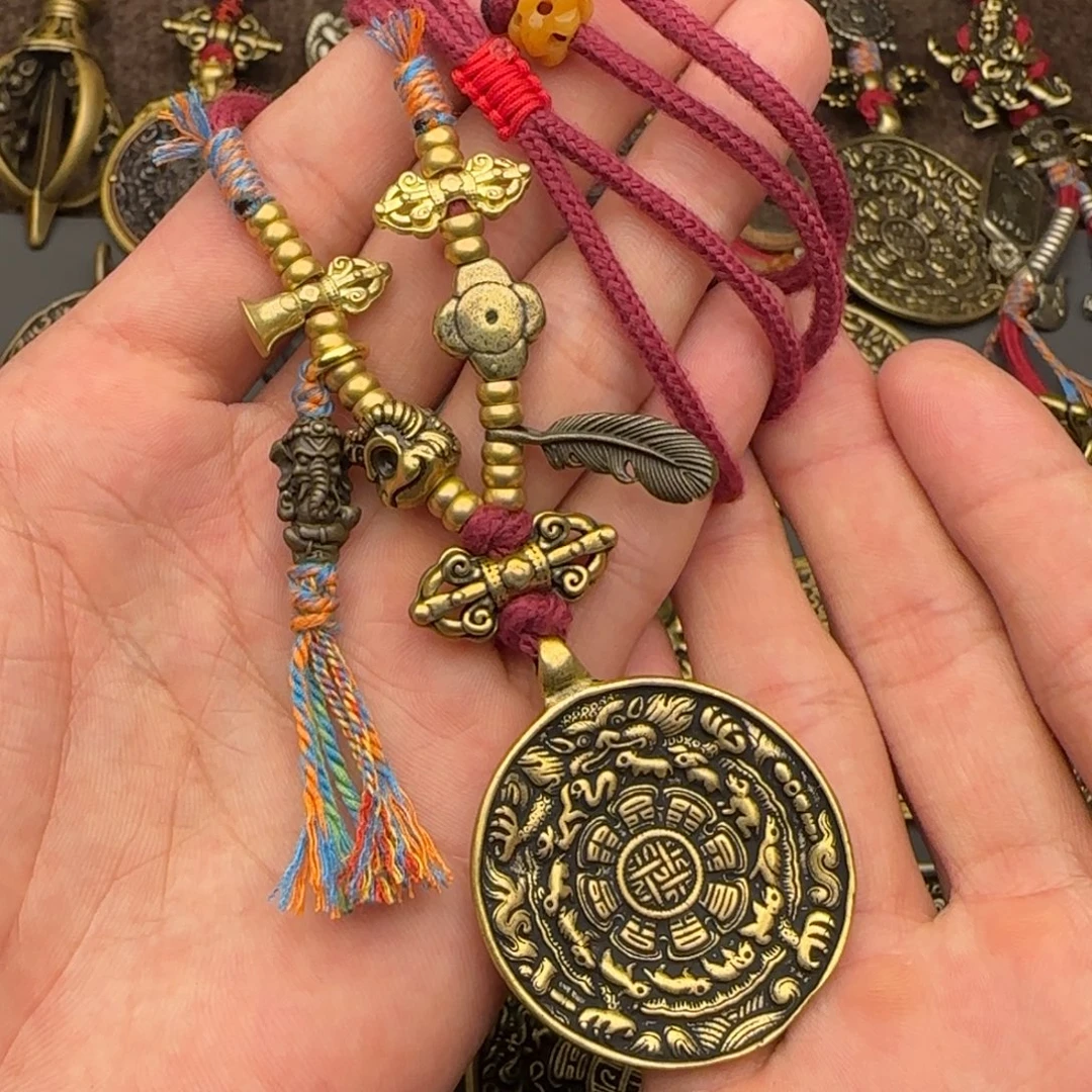 老铜九宫牌锁骨链