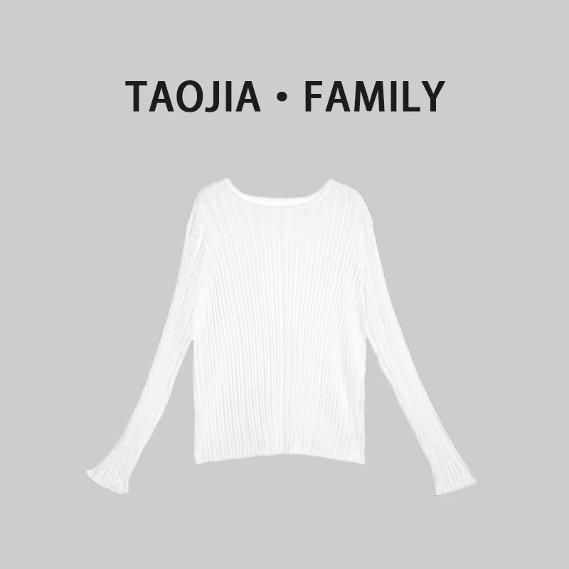 TAOJIAFAMILY【温婉纯色】春游出行小众设计感大码毛针织衫NX0001