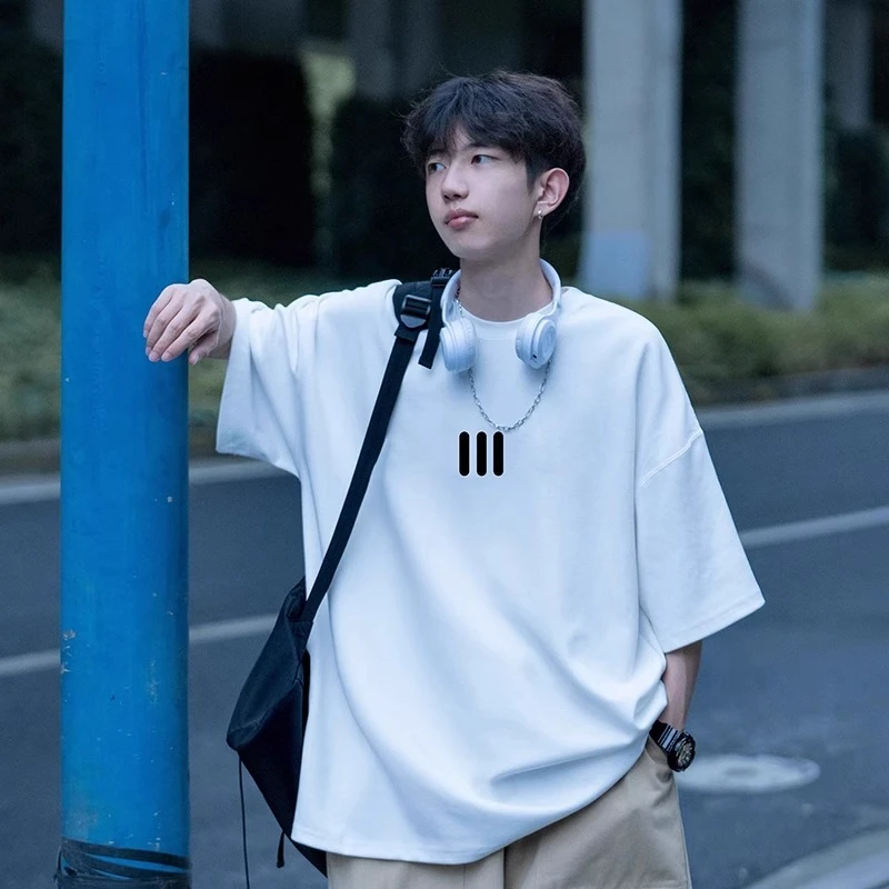 100%纯棉短袖t恤男款夏季美式涂鸦衣服潮牌半袖宽松嘻哈高街上衣