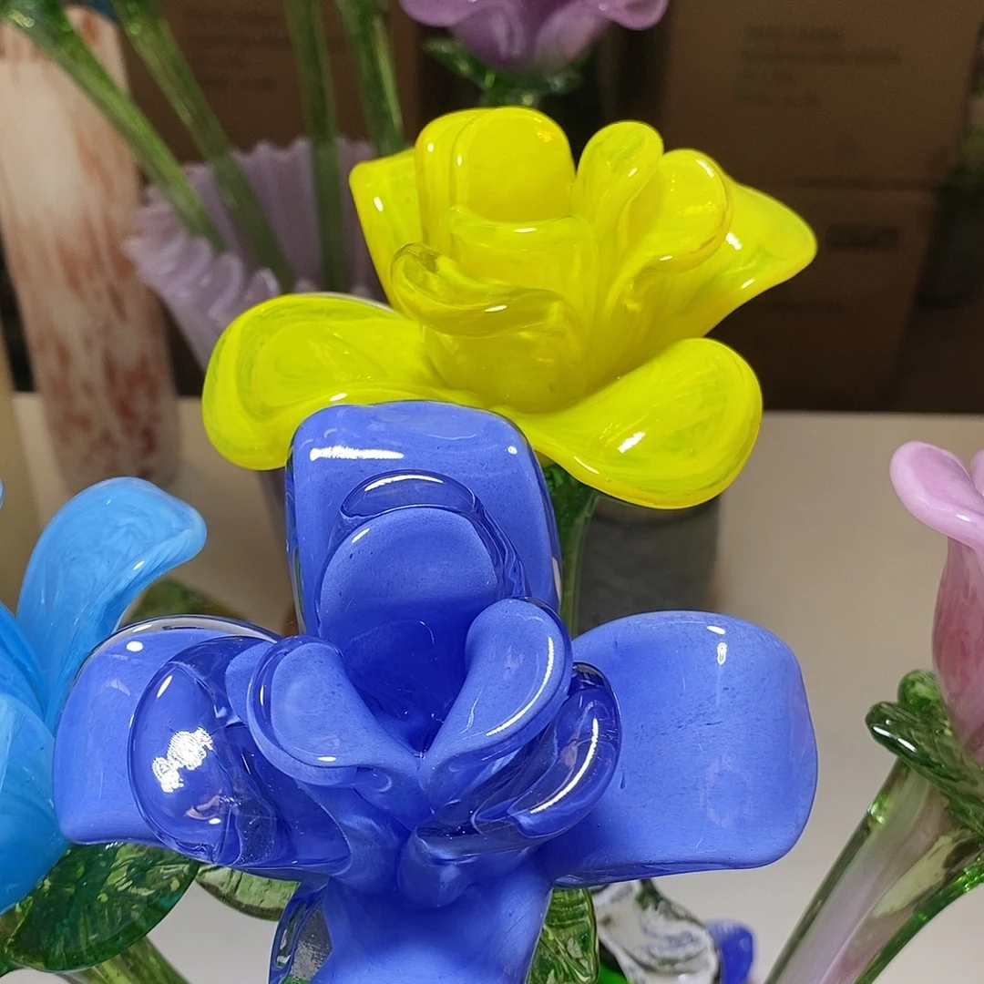 琉璃玫瑰花2支纯手工