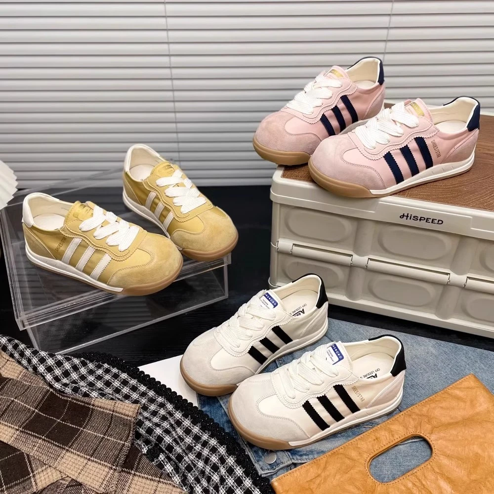 欧若风~时尚厚底显脚小德训鞋女2025春夏新款百搭透气休闲阿甘鞋