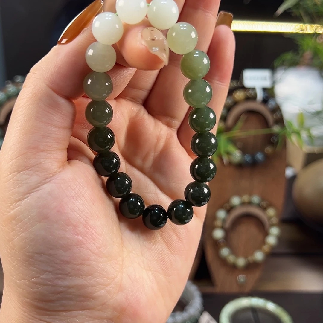 未镶嵌手链和田玉穿**空卡十渐变佳佳