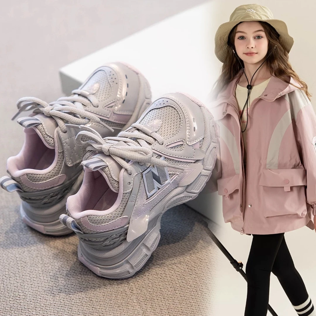 女童2025秋季运动鞋透气网红秋季春秋女童ins老爹鞋童鞋中大童