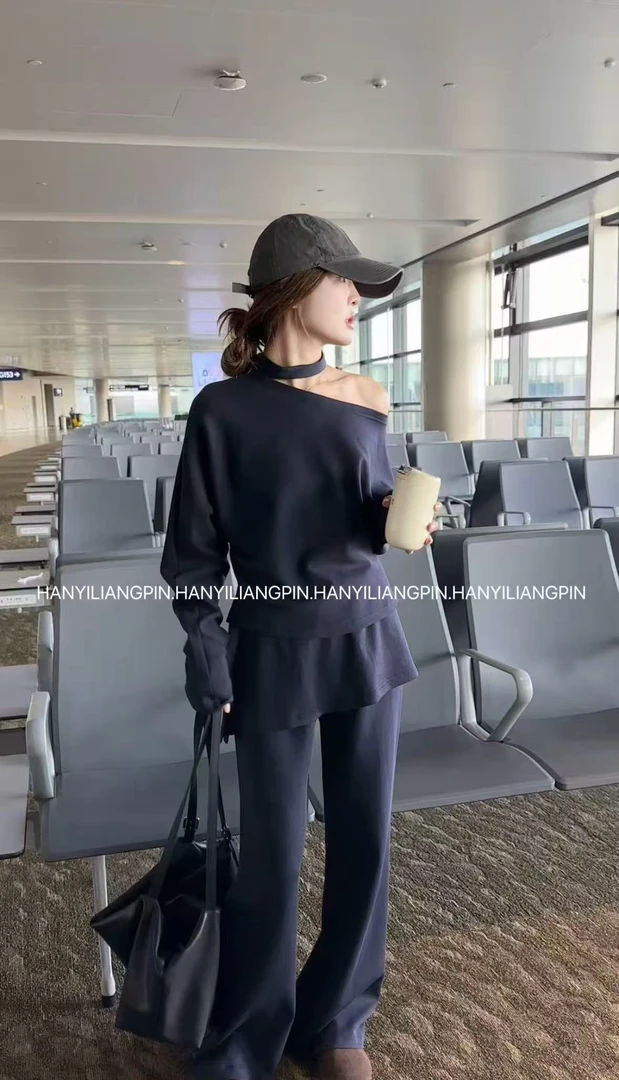 【松茶可可】新款早秋时尚挂脖两件套装