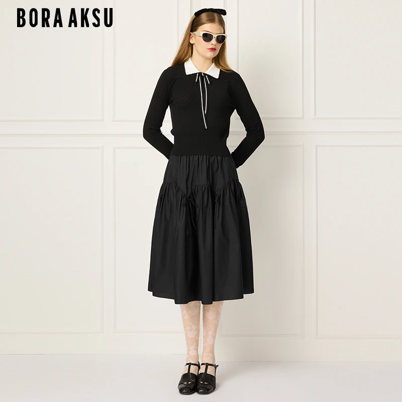 商场同款BORA AKSU夏法式手钩花边白色翻领针织套头衫B1FBW01280