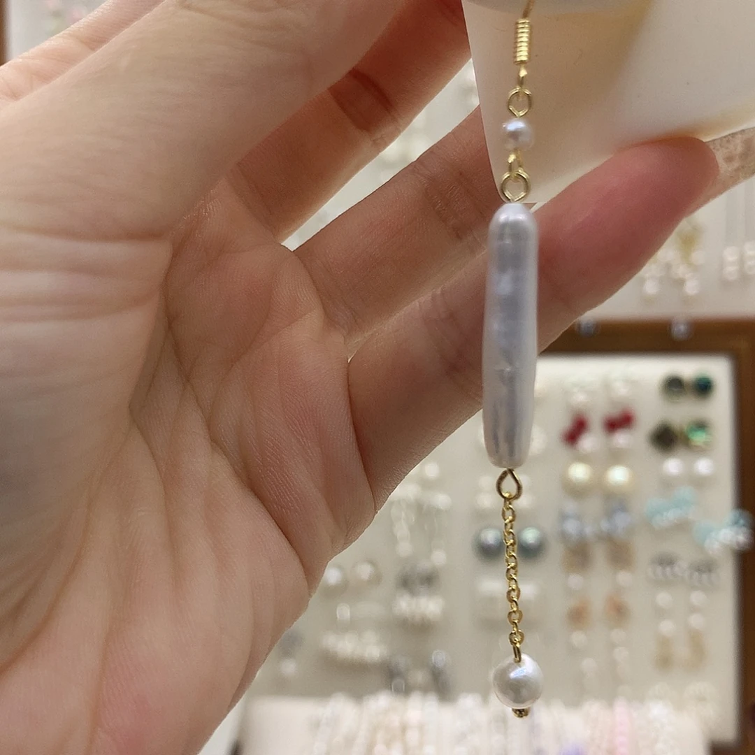 耳饰银S925镶嵌淡水珍珠