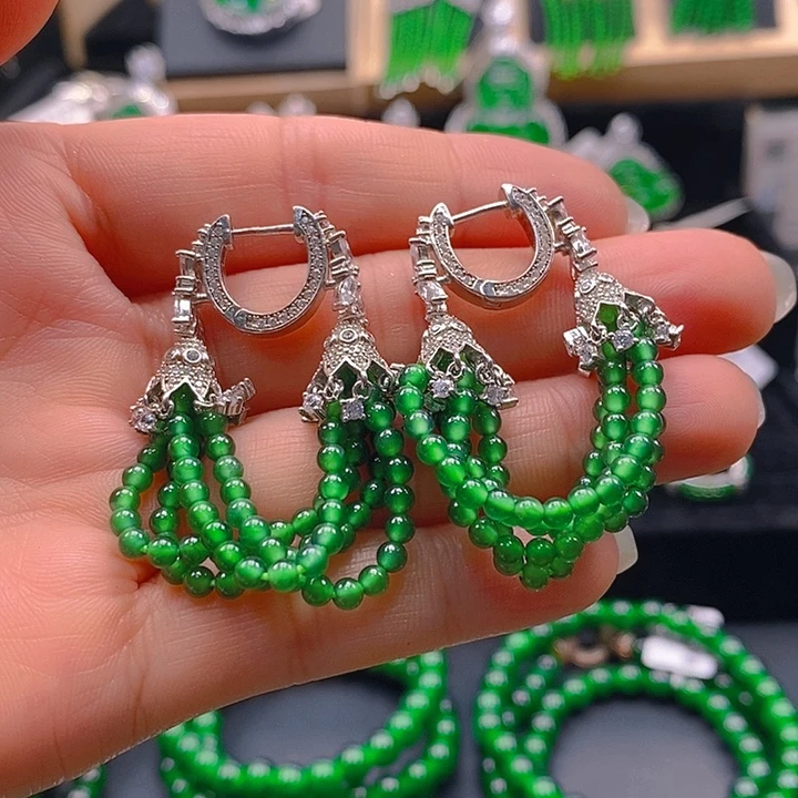 翡翠未镶嵌耳饰天然A货翡翠耳坠