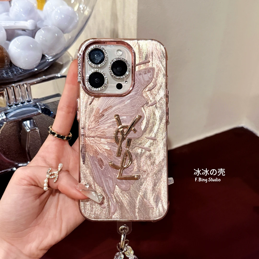 轻奢气质极光蝴蝶适用苹果16promax手机壳iPhone15/14/13高级感12