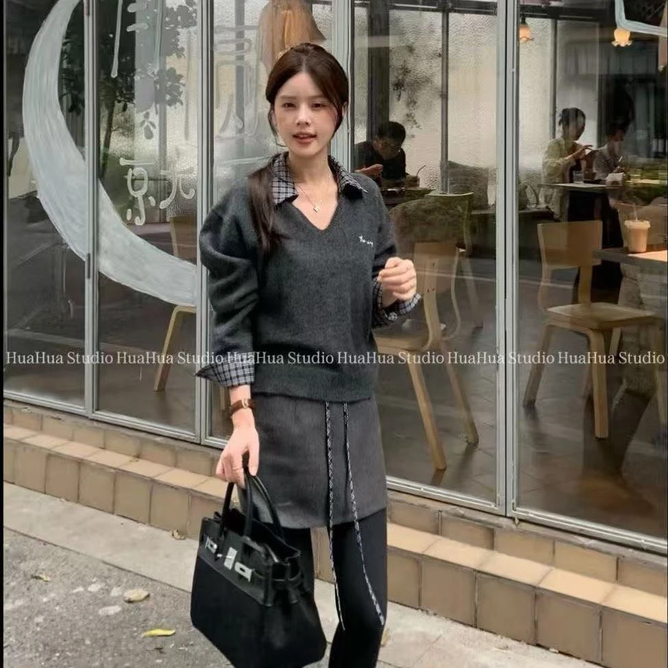 大码休闲运动套装女2025新款秋季复古卫衣胖MM显瘦半身裙子两件套