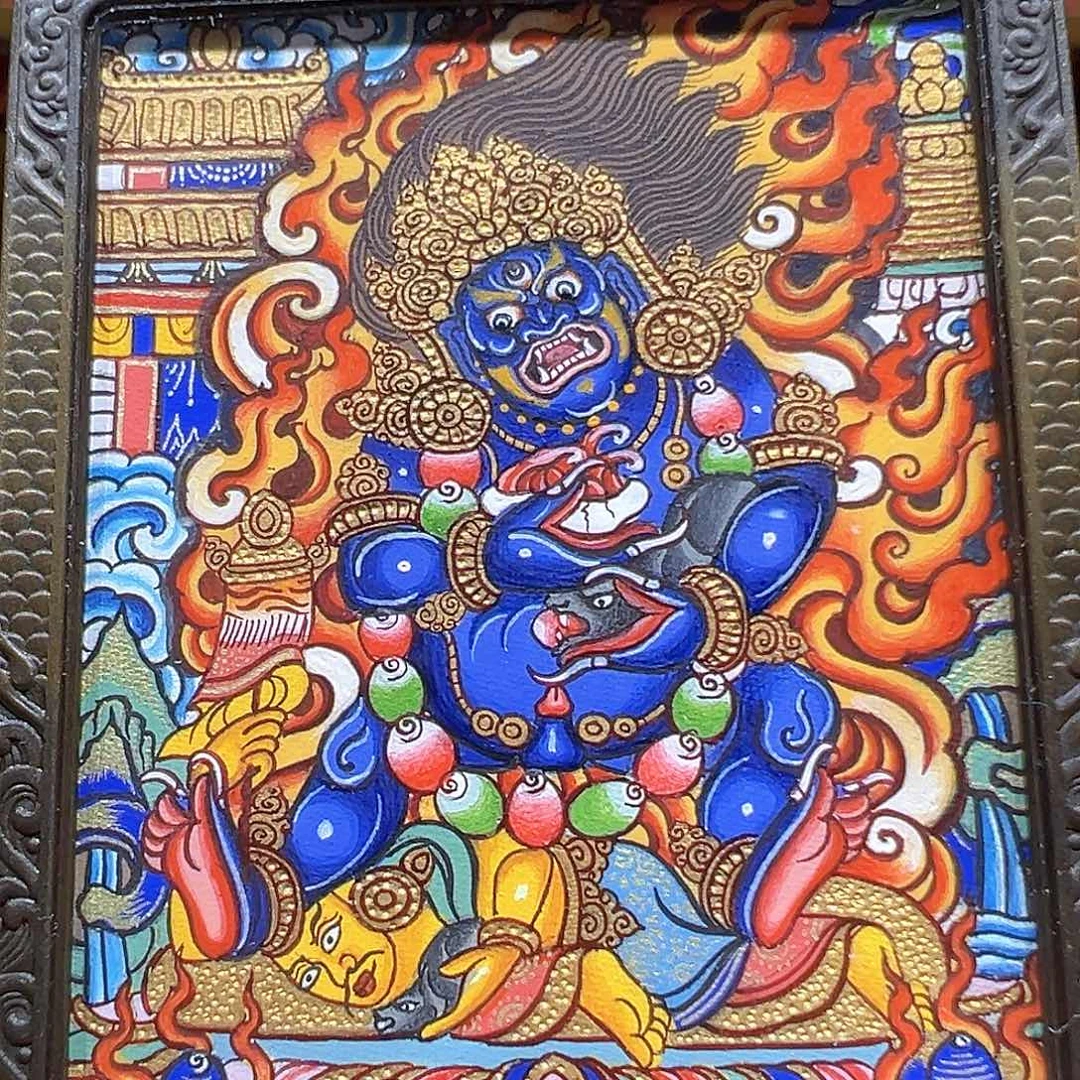 吊坠全手绘热贡唐卡黑财神