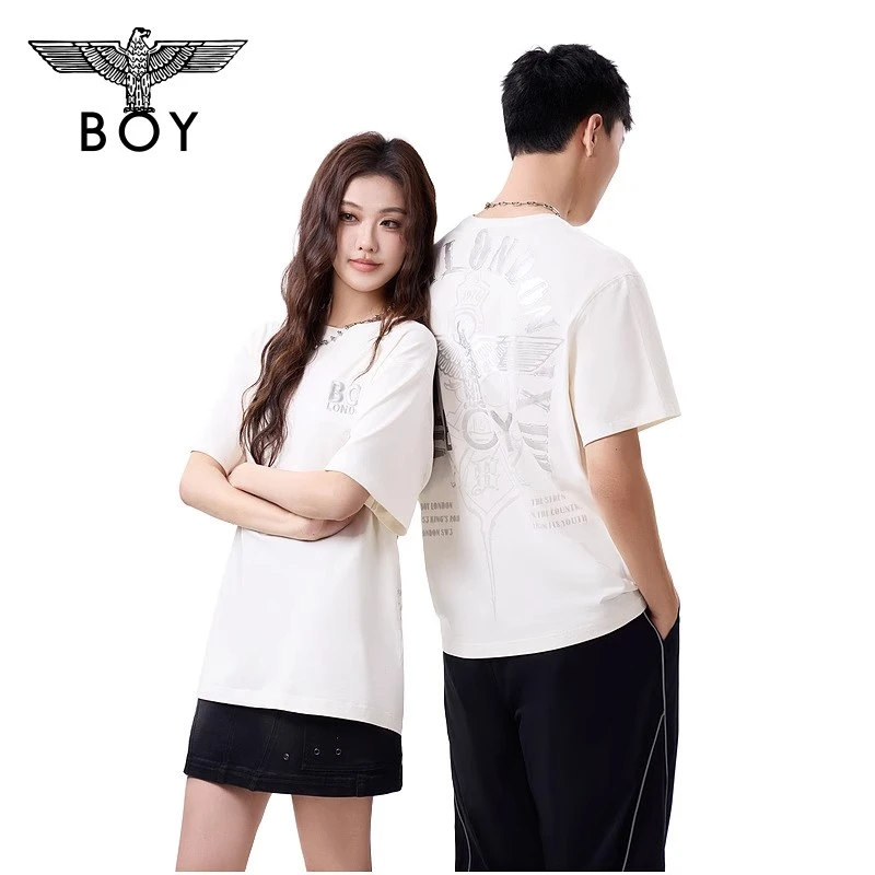 【元气精灵】BOYLONDON休闲圆领夏季男女同款宽松纯棉短袖T恤N01920
