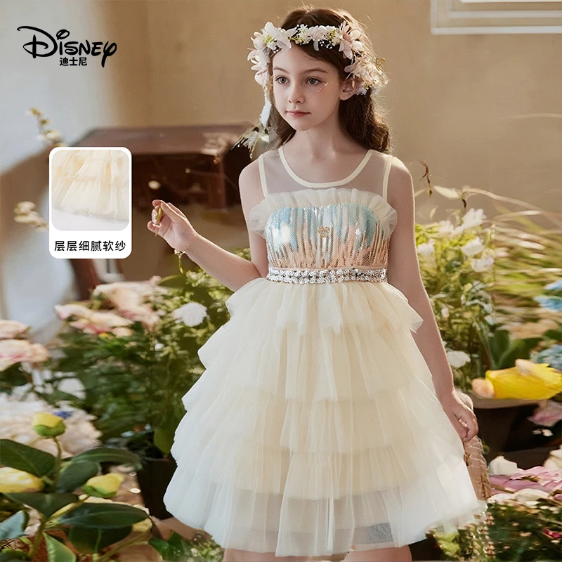 Disney/迪士尼公主风女夏季蛋糕裙连衣裙2025年童装夏装礼服洋气